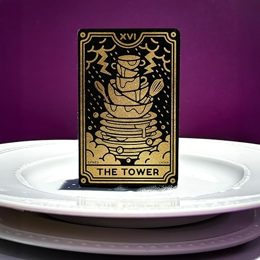 Genuine Fred Clean Fate Tarot Card Kitchen Sponges, Set of 3 Multi Layer Sponges with Metallic Gold Tarot Card Designs Fun, Functional, Mystical, Whimsical Kitchen Cleaning and Decor