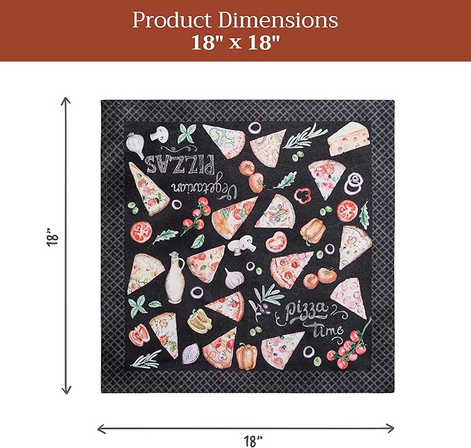 Maison d' Hermine 100% Cotton Cloth Napkins Set of 4 Everyday Reusable Square Napkins Cloth Washable Dinner Party Wedding Restaurant Hotel Kitchen Spring Summer (Pizza, 18" x 18")