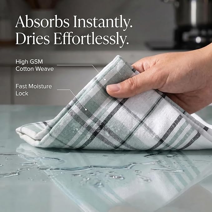 Urban Villa Kitchen Towels Set of 6 Majestic Checks Kitchen Towels 20X30 Inches 100% Cotton Highly Absorbent Kitchen Towels Premium Quality Ultra Soft Mitered Corners KitchenTowels
