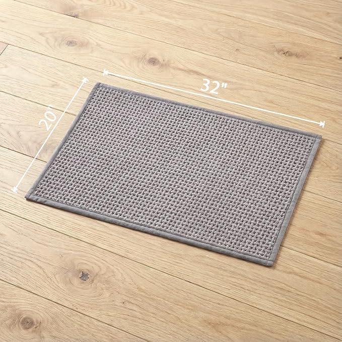 Bathroom Rugs Non Slip Washable, Super Absorbent Thin Bath Mat for Small Quick Dry Low Pile Bathroom Rug, (Light Gray, 32″x20″)