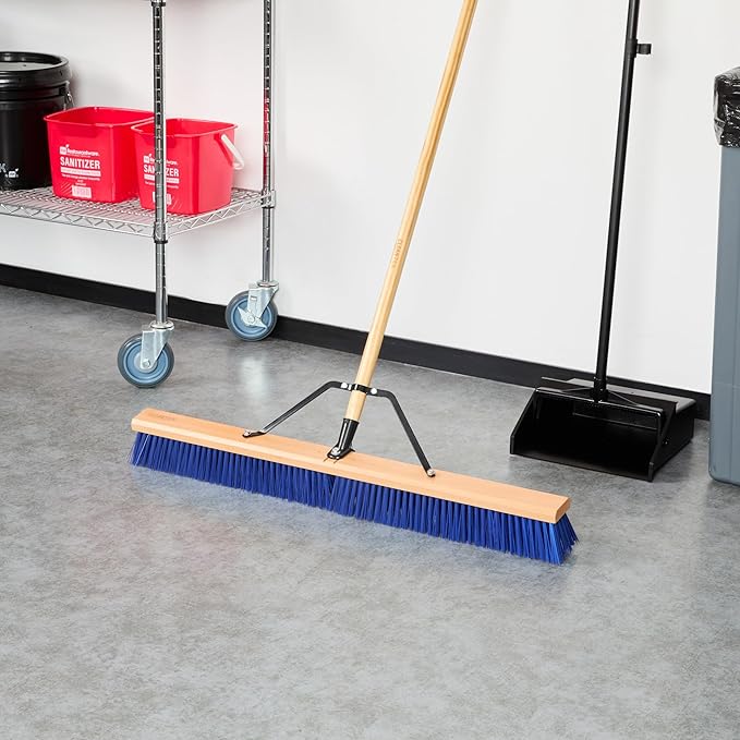 Restaurantware-BROOM HEAD ONLY: Clean Tek Professional 36-Inch Broom Head, 1 Heavy-Duty Push Cleaning Tool - Handle And Brace Sold Separately, Heavy Plastic Bristles, Wooden, Commercial Use