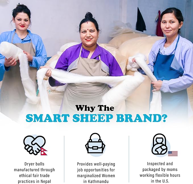 Smart Sheep Wool Dryer Balls - 6-Pack - XL Premium Natural Fabric Softener Award-Winning - Wool Balls Replaces Dryer Sheets - Wool Balls for Dryer - Laundry Balls for Dryer (Marching Penguins)