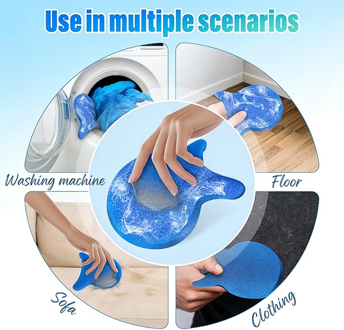 5PCS Reusable Laundry Pet Hair Remover, Blue Fish Tail - Dog & Cat Hair Catcher for Washing Machine & Dryer, Traps Fur, Lint, Dander from Clothes, Blankets, Pet Bedding