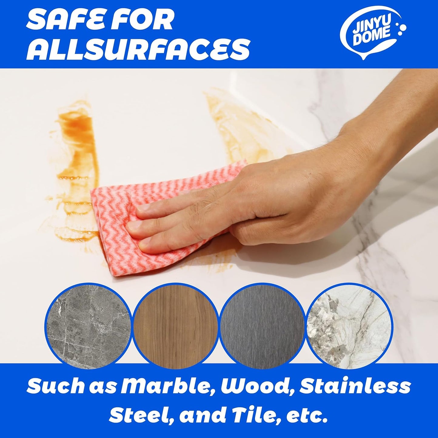 Handi Wipes Reusable Cloths, Red Disposable Kitchen Cleaning Towel Roll, Heavy Duty J Cloth,50 Count