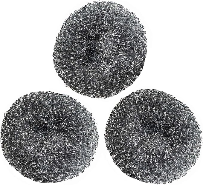 Set of 3 Stainless Steel Cleaning Fibers Mexican Brillosa Scrubber Pads Limpia Sartenes Pan Scourer Cleaners for Grills and Pots Fibra Lava Trastes en General