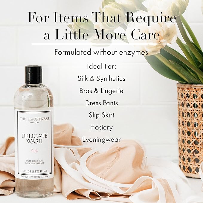 The Laundress Delicate Wash Luxury Liquid Laundry Detergent, 31 Loads, Concentrated Washing Detergent, Lady Scent, Enzyme-Free Hand or Machine Wash Laundry Soap for Silk, Lingerie & More