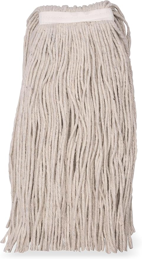 SPARTA Flo-Pac Cotton Mop Head, Cut-End, Narrow Band with White Band for Organized Cleaning, 36 Inches, Tan