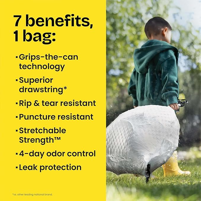 Glad ForceFlex Tall Kitchen Drawstring Trash Bags, 13 Gal, Fragrance Free, 40 Ct (Package May Vary)