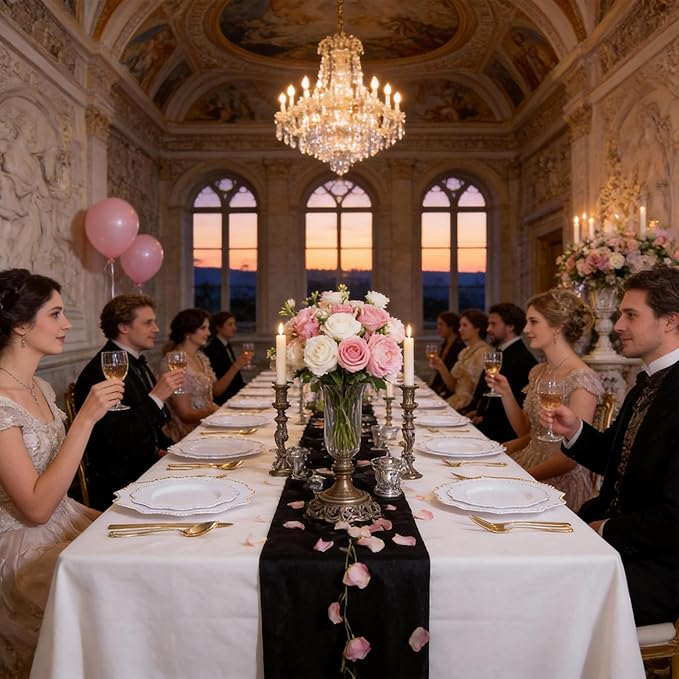 COLOSUS 60pcs White and Gold Disposable Plastic Plates Set, Gold White Party Plates, 30pcs Dinner Plates and 30pcs Salad/Dessert Plates for Wedding, Party, Anniversary, Daily Use