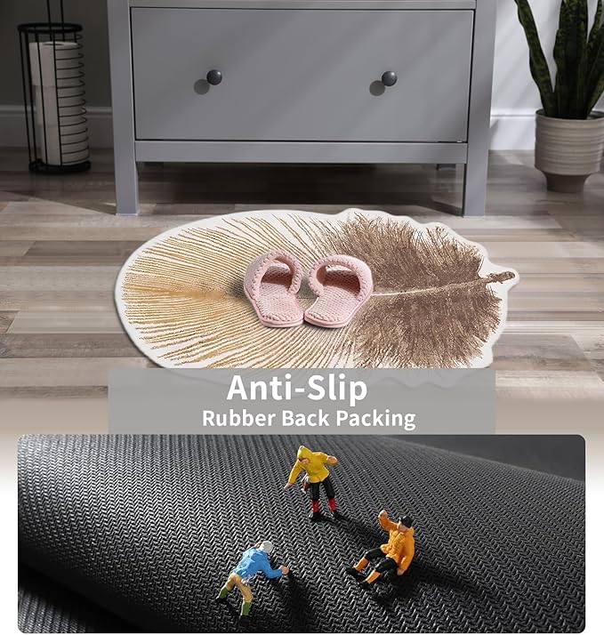 Feather Bath Mat Cute Animals Theme Bathroom Rugs Funny Non Slip Bathtub Decor Mats Super Absorbent Floor Carpet Machine Washable Quick Dry Bahtmat for Tub, Shower, Bedroom，Kitchen，19.7"x31.5"