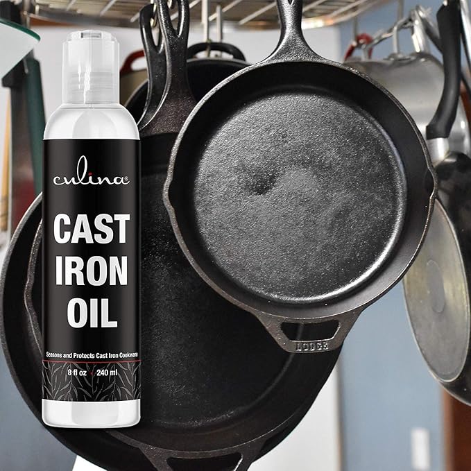 Culina Cast Iron Conditioner Kosher OU Certified Cleans and Protects Cast Iron Cookware, 8 oz