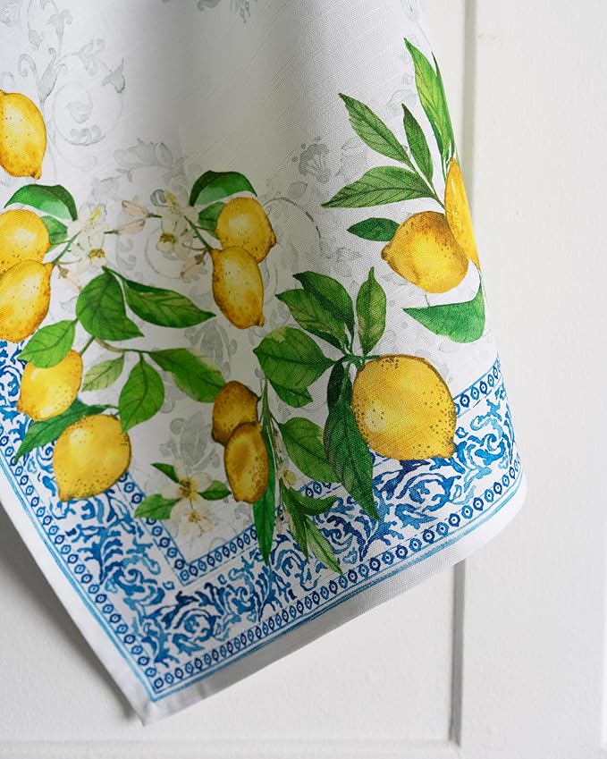 Maison d' Hermine Kitchen Towels Set of 3 100% Cotton 27.50" x 20" Reusable Cloth Tea Dish Towels Absorbent with Hanging Loop for Kitchen Farmhouse Hotel Spring Summer - Cedrat