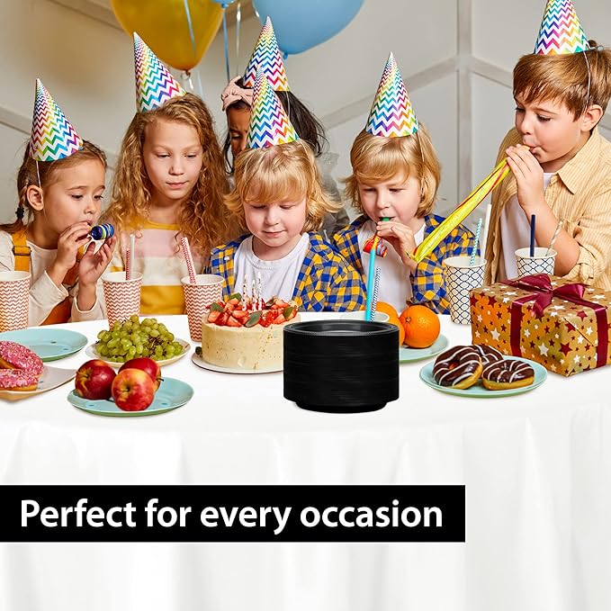 Hanna K. Signature Black Plastic Plates 9 Inch - 600 count - Plastic Solid Round Party Plates For Weddings, BBQs, Birthday Plates - Disposable Black Plates - Plastic Dessert Plates