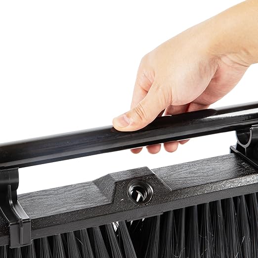Restaurantware-Clean Tek Professional 17.13 Inch Push Broom, 1 Heavy-Duty Broom with 59â€ Handle - Medium Bristles, 2 Handle Attachment, Wooden, Commercial Use, for Deck, Garage, Yard, Patio