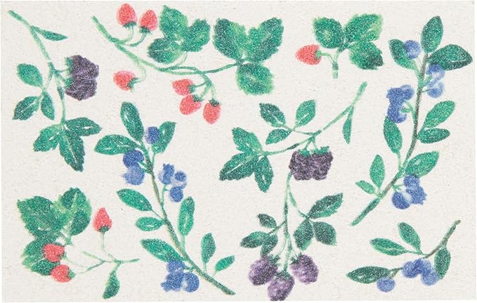 Now Designs Berry Bramble Pop Up Sponges Set of 4, Eco-Friendly Cellulose, Compostable & Biodegradable, 2.75 x 4.25in