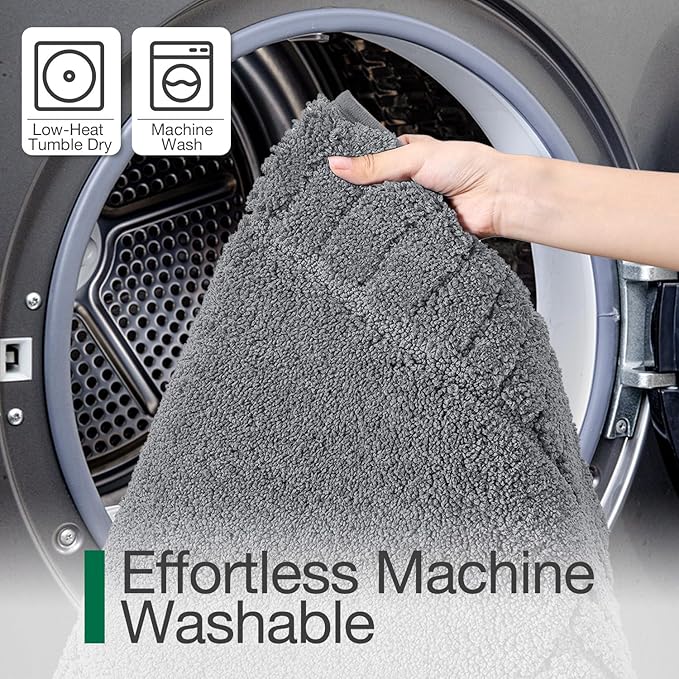 LUMI Bathroom Rugs Non Slip with Rubber Backing, Extra Soft Plush Microfiber Bath Rug Absorbent, Machine Washable Bath Mat Quick Dry for Tub, Shower, Hotel, Dark Grey, 24"x36"