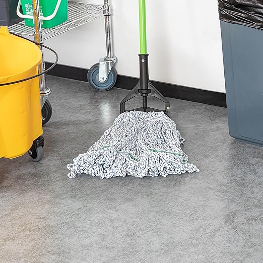 Restaurantware-MOP HEAD ONLY: Clean Tek Professional 24 Ounce Wet Mop Head, 1 Looped End Finish - Handle Sold Separately, 1.25 Inch Headband, Cotton Blend Blue Replacement, Reusable