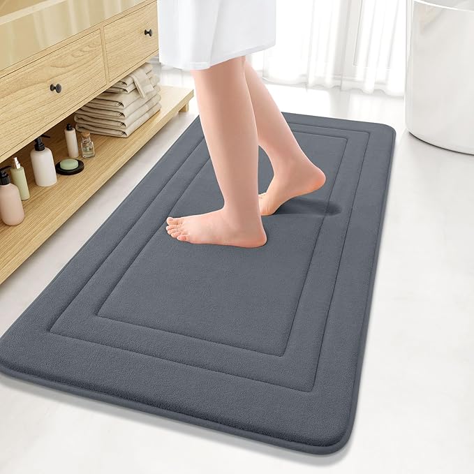 Arotive Memory Foam Bathroom Rug Mat 44x24, Ultra Soft and Absorbent Bath Mat, Machine Wash Dry, Comfortable Bath Rug Carpet for Bathroom Floor, Tub and Shower, Dark Grey