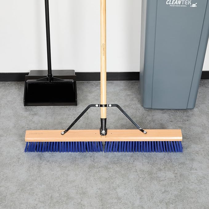 Restaurantware-BROOM HEAD ONLY: Clean Tek Professional 30-Inch Broom Head, 1 Heavy-Duty Push Cleaning Tool - Handle And Brace Sold Separately, Heavy Plastic Bristles, Wooden, Commercial Use