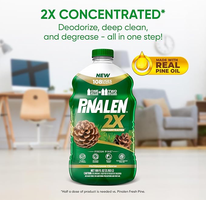 PINALEN 2X Max Aromas Concentrated Multipurpose Cleaner - Fresh Pine Scent - 108 fl oz - All Purpose Cleaner for Kitchen, Bathroom, Floors & Outdoors (Pack of 2)