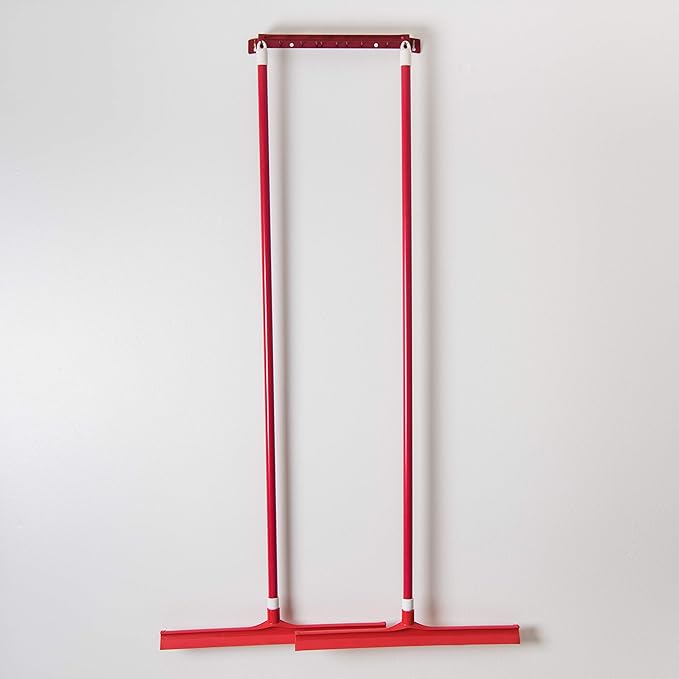 SPARTA 3656705 Plastic Floor Squeegee, Shower Squeegee, Heavy Duty Squeegee With Rubber Blade For Windows, Glass, Shower Doors, Floors, Windshields, 20 Inches, Red
