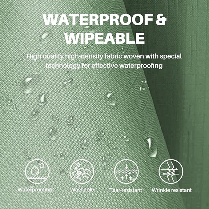 IVAPUPU Textured Tablecloth Round 60 Inch - Sage Green Waterproof Spill-Proof Wipeable Table Cloth Round Cover Wrinkle Free Circle Dining Tablecloths for Spring Wedding Birthday Farmhouse 2-4 Seats