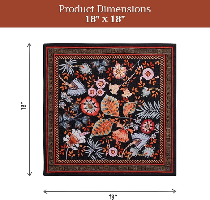 Maison d' Hermine 100% Cotton Cloth Napkins Set of 4 Everyday Reusable Square Napkins Cloth Washable Dinner Party Wedding Restaurant Hotel Kitchen Spring Summer (Jacobean Florals, 18" x 18")
