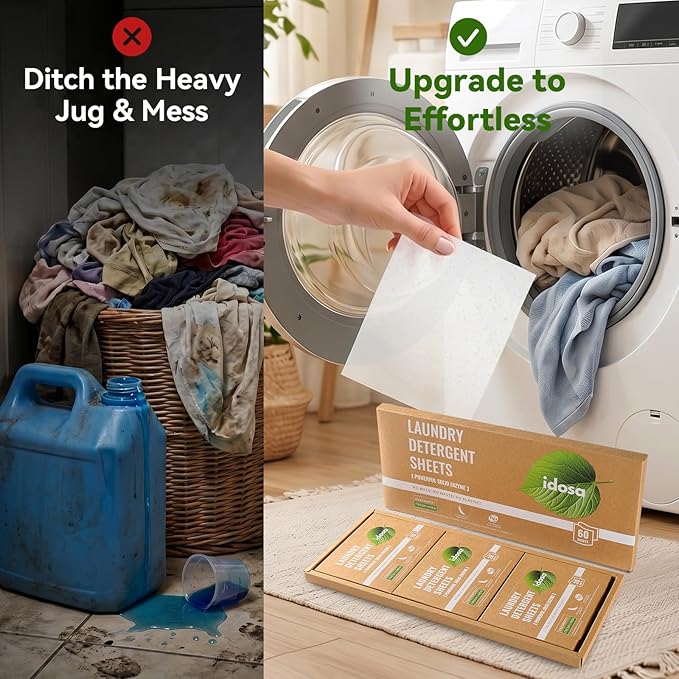 Laundry Detergent Sheets 120 Loads Stain-Fighting Enzymes - Plant Powered Fragrance Microcapsules Eco-Friendly Laundry Soap Sheets - Home or Travel Flax scent 60 sheets