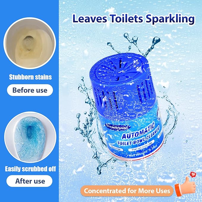 Automatic Toilet Bowl Cleaners Bottles, 2 Pack Long-Lasting Blue Toilet Cleaner Tablets, Septic Safe Toilet Tank Cleaner for Stain Prevention & Odor Removal, Up to 3 Months Each Bottle