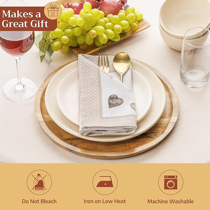 Maison d' Hermine 100% Cotton Cloth Napkins Set of 4 Everyday Reusable Square Napkins Cloth Washable Dinner Party Wedding Restaurant Hotel Kitchen Spring Summer (Lovely Hearts, 18" x 18")