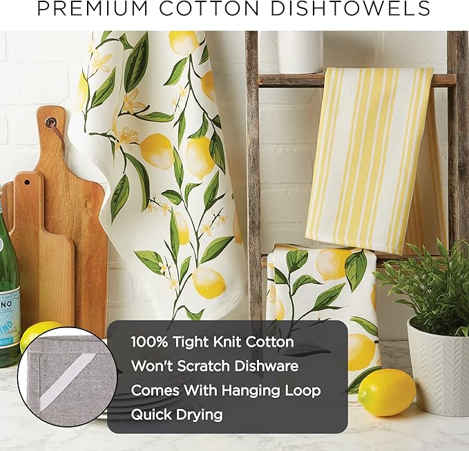 DII Fouta Beach House Vibes Collection Kitchen Linens, Dishtowel Set, Beach Comber, 3 Piece