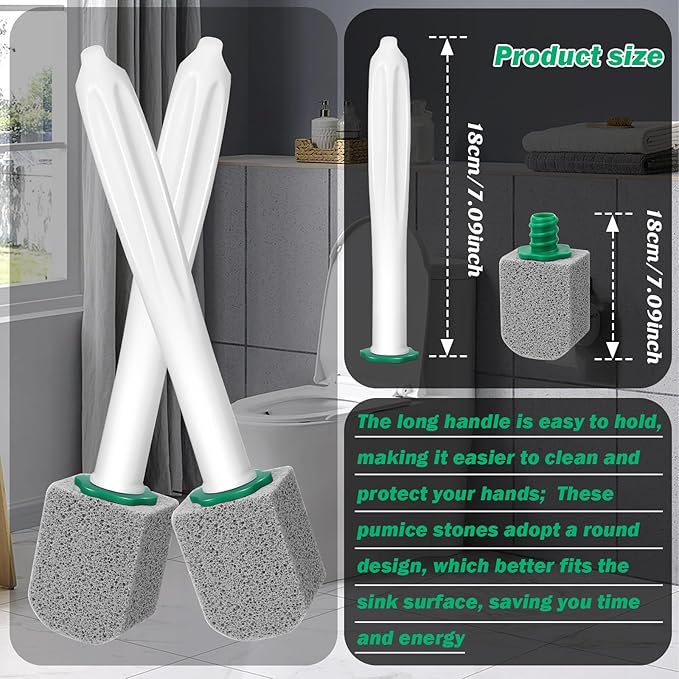 24 PCS Long Handle Pumice Stone with Cleaner Toilet Pumice Stone for Toilet Bowl Cleaning, Powerfully Away Limescale Stain,Hard Water Ring, Cleaning Block for Pool Bathtubs Sink Gril (24)