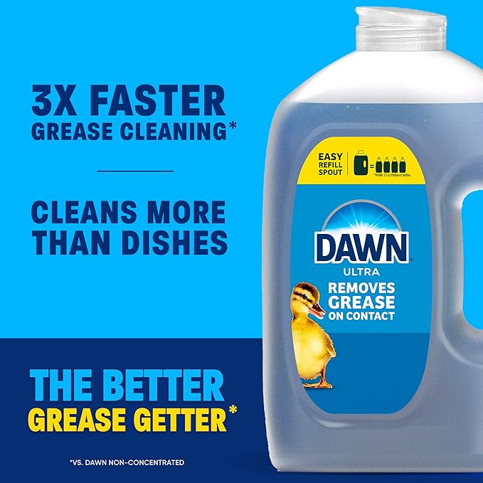 Dawn Ultra Original Dish Soap Refill Jug, Large Size Original Blue Liquid Dishwashing Detergent, Powerful Dawn Dish Soap for Grease, 51.5 oz