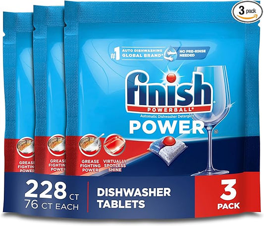 Finish Power - 76ct - Dishwasher Detergent - Powerball - Dishwashing Tablets - Dish Tabs, (Pack of 3)