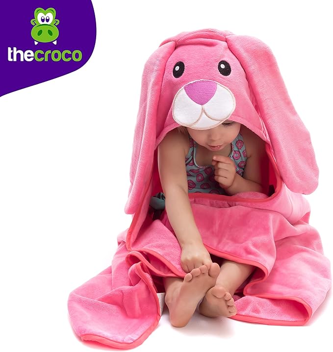 Premium Hooded Towels for Kids | Ultra Soft and Extra Large (28 x 49 inches) | 100% Cotton Kids Bath Towel with Hood | Beach Pool Towels for Ages 1-8 Boys & Girls (Pink)