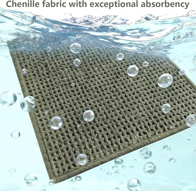 Bathroom Rugs Non Slip Washable, Super Absorbent Thin Bath Mat for Small Quick Dry Low Pile Bathroom Rug, (Dark Green, 32″x20″)