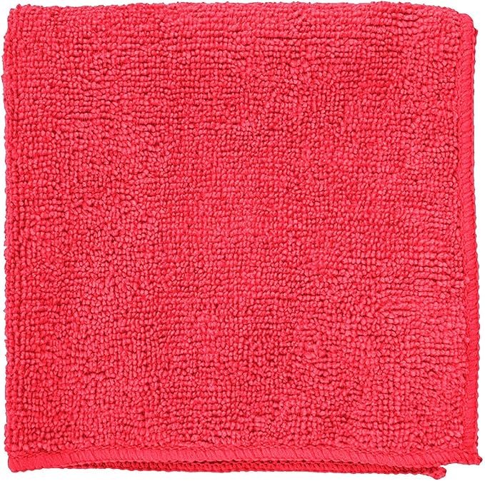 Clara Clark Soft Microfiber Cleaning Cloth Set of 12-12 x 12 inches, Medium, Red