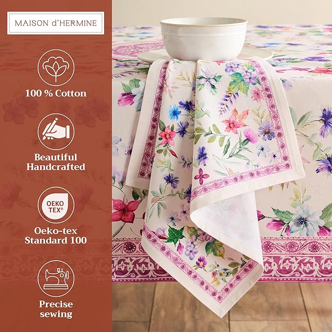 Maison d' Hermine 100% Cotton Cloth Napkins Set of 4 Everyday Reusable Square Napkins Cloth Washable Dinner Party Wedding Restaurant Hotel Kitchen Spring Summer (Chardon, 20" x 20")