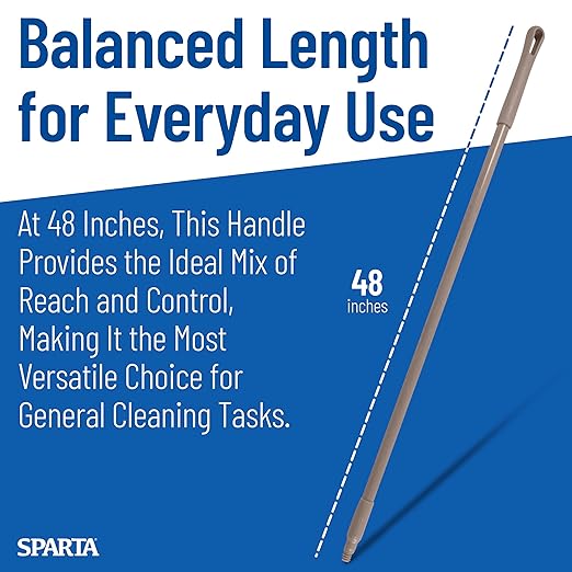 SPARTA 41225EC01 Fiberglass Broom Handle, Mop Handle, Replacement Handle With Acme Threaded Tip For Commercial Cleaning, 48 Inches, Brown, (Pack of 12)