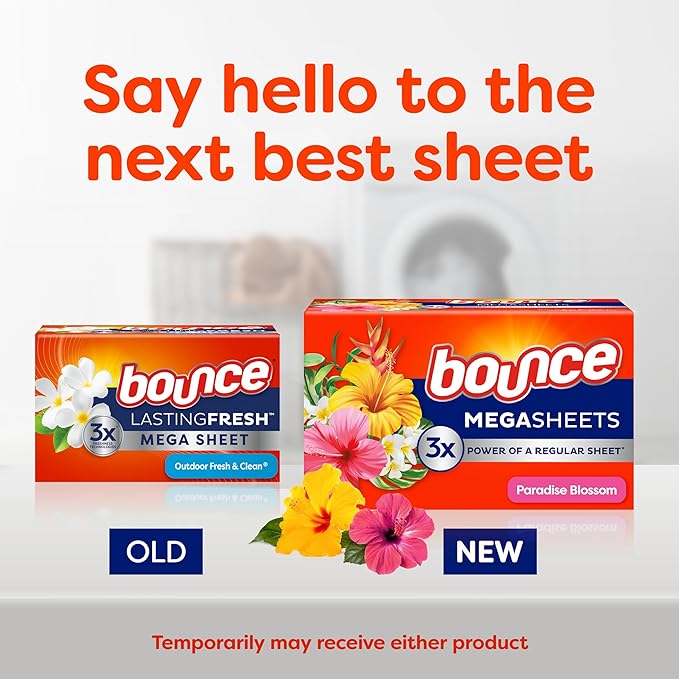 Bounce Dryer Sheets | Paradise Blossom | Anti-Static | 180 Sheets, Pack of 3