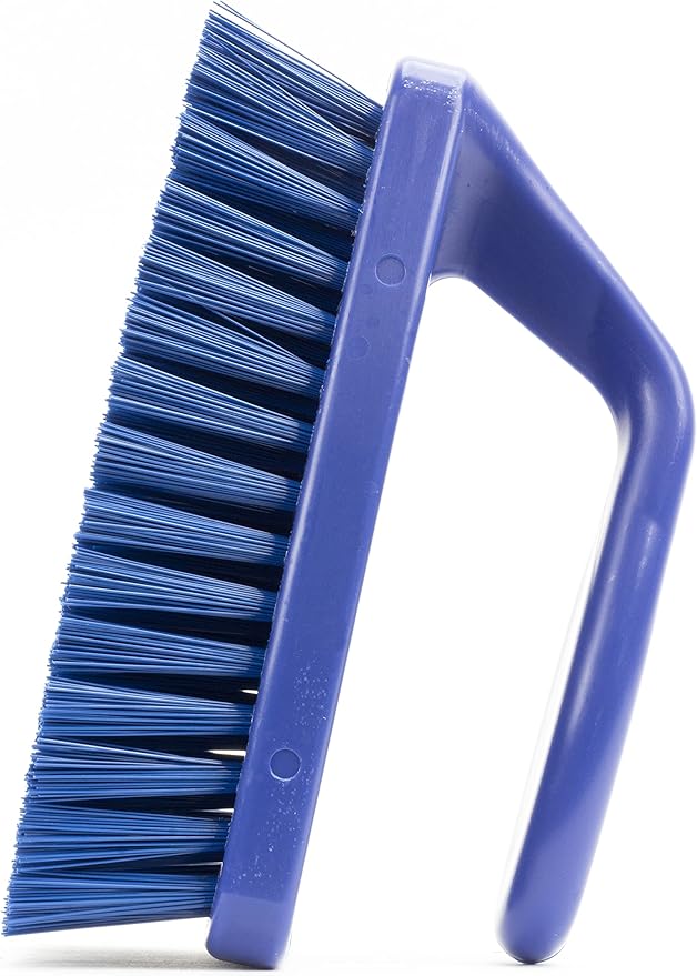 SPARTA Scrub Brush with Iron Shaped Handle and Stiff Bristles, Heavy Duty Scrubber Brush for Kitchen, Bathroom, Shower, Tile, Sink, Carpet and Bakepans, Polypropylene, 6 Inches, Blue