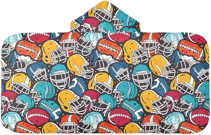 Kids Hooded Towels Colorful American Football Swimming Beach Towel 23.5" x 50" Bath Towel for Boys Girls 21214771