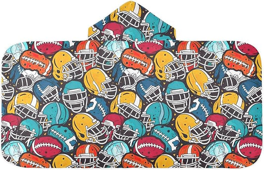 Kids Hooded Towels Colorful American Football Swimming Beach Towel 23.5" x 50" Bath Towel for Boys Girls 21214771