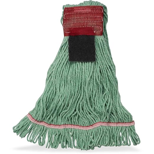 SPARTA Flo-Pac Acrylic Mop Head, Loop-Ended, Wide Band with 5" Red Band with Scrubber for Organized Cleaning, Large, Red
