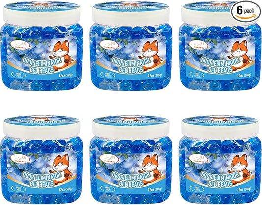 6 Pack Odor Eliminator Gel Beads, 12 oz, Air Freshener Beads for Home & Car, Pet Odor Eliminator Odors for Bathroom, Closet, Pet Area & RVs, Long-Lasting Natural Fresh Linen