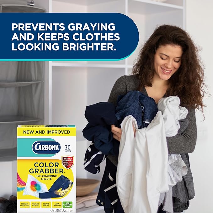 Carbona Color Grabber™ | Protects Laundry from Color Runs or Bleeds | Mix Whites & Colors | in-Wash Dye Grabbing Sheets | 30 Count Per Box, 3 Pack