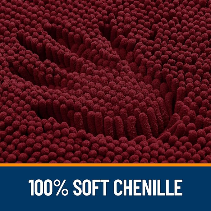 OLANLY Large Bathroom Rugs 47x32, Extra Soft Absorbent Chenille Bath Rugs, Rubber Backing Quick Dry, Machine Washable Bath Mats for Bathroom Floor, Tub and Shower, Home Decor Accessories, Burgundy