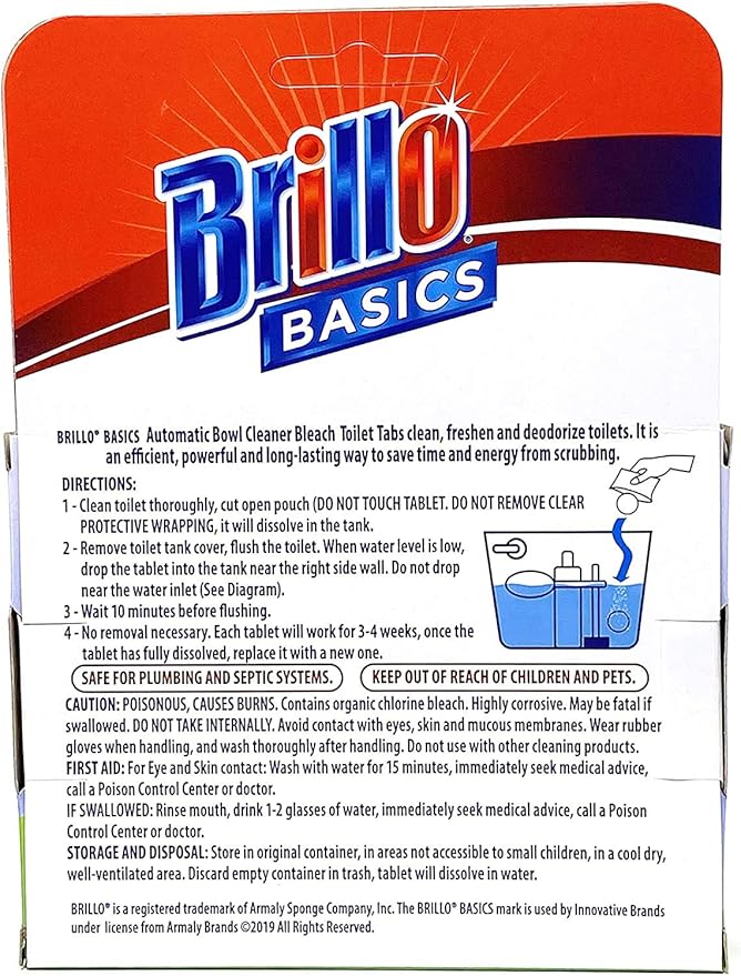 Set of 6 Brillo Basics Bleach Tablets - Individually Sealed - 3.5oz Each