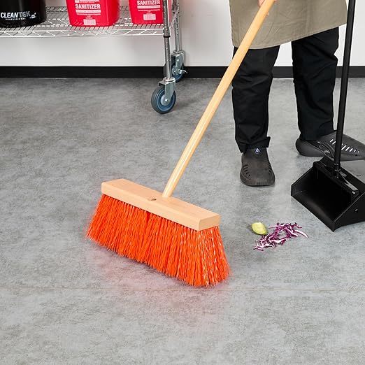 Restaurantware-Broom Head ONLY: Clean Tek Professional 16-Inch Push Broom Head, 1 Heavy-Duty Push Cleaning Tool - Handle Sold Separately, Heavy Unflagged Bristles, Black Plastic, Outdoor