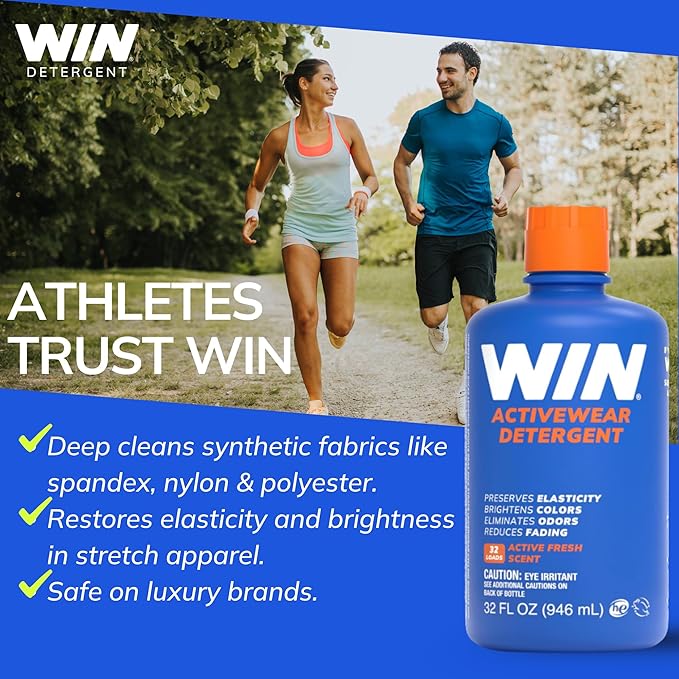WIN Activewear Detergent - Active Fresh - 32oz Bottle - Sports Detergent for Sweaty Workout Clothes and Team Uniforms